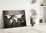 World Map Glass Wall Art