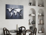 World Map Glass Wall Art