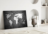 World Map Glass Wall Art