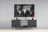 World Map Glass Wall Art