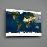 World Map Glass Wall Art