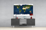 World Map Glass Wall Art