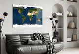 World Map Glass Wall Art