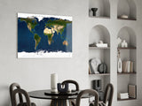 World Map Glass Wall Art