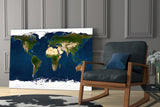 World Map Glass Wall Art