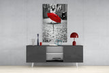 Red Umbrella Glass Wall Art