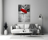 Red Umbrella Glass Wall Art