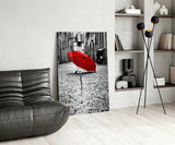 Red Umbrella Glass Wall Art