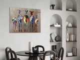 Colorful Zebras Glass Wall Art