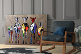 Colorful Zebras Glass Wall Art