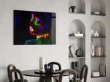 Neon Woman Glass Wall Art