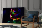 Neon Woman Glass Wall Art