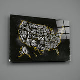 Map of USA Glass Wall Art