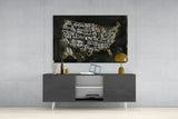 Map of USA Glass Wall Art