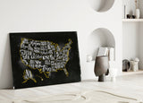 Map of USA Glass Wall Art