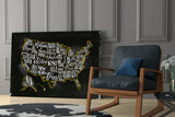 Map of USA Glass Wall Art