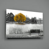 Yellow Tree Glass Wall Art