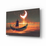 Red Moon Glass Wall Art