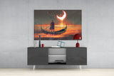 Red Moon Glass Wall Art