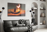 Red Moon Glass Wall Art