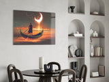 Red Moon Glass Wall Art