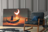 Red Moon Glass Wall Art