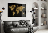 World Map Glass Wall Art