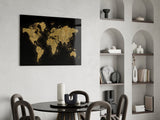 World Map Glass Wall Art