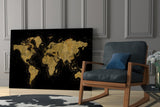 World Map Glass Wall Art