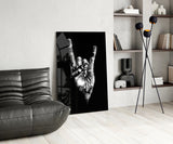 Horns Hands Glass Wall Art