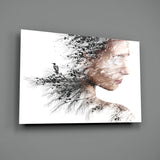 Woman Bird Glass Wall Art