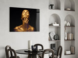 Gold Woman Glass Wall Art