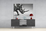 Black Rhino Glass Wall Art