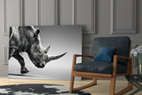 Black Rhino Glass Wall Art