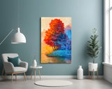 Red Tree Glass Wall Art