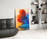 Red Tree Glass Wall Art