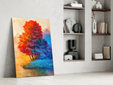 Red Tree Glass Wall Art