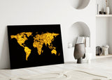 World Map Glass Wall Art