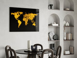 World Map Glass Wall Art