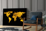 World Map Glass Wall Art