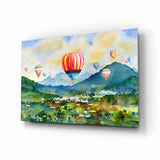 Fliegende Luftballons Glasbild