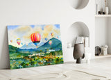 Hot Air Balloons Glass Wall Art