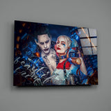 Harley Quinn and the Joker Glass Art