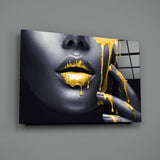 Yellow Lips Glass Wall Art