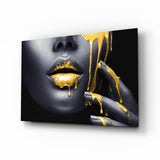 Yellow Lips Glass Wall Art