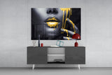 Yellow Lips Glass Wall Art