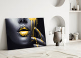 Yellow Lips Glass Wall Art