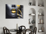 Yellow Lips Glass Wall Art