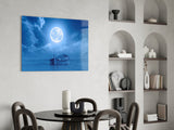 Moon and Boat Glass Wall Art