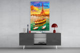 Eiffel and Boat Glass Wall Art